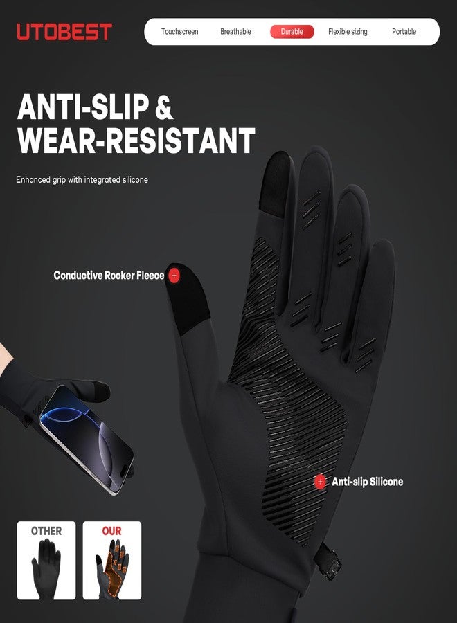 UTOBEST Winter Gloves for Women Men, Touchscreen Thermal Gloves Cold Weather Warm Windproof Non-Slip Insulated Gloves for Running, Cycling, Biking & Outdoor Sports Black XL - Image 4